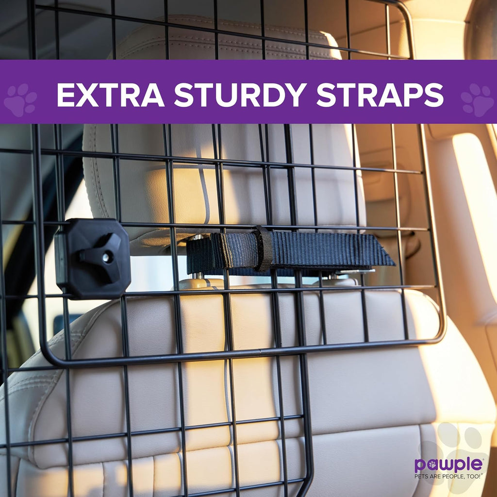 Pawple Dog Car Barrier for SUV's, Cars, Vehicles, & Trucks, Adjustable Large Pet Divider, Heavy-Duty Wire Mesh- Universal Fit