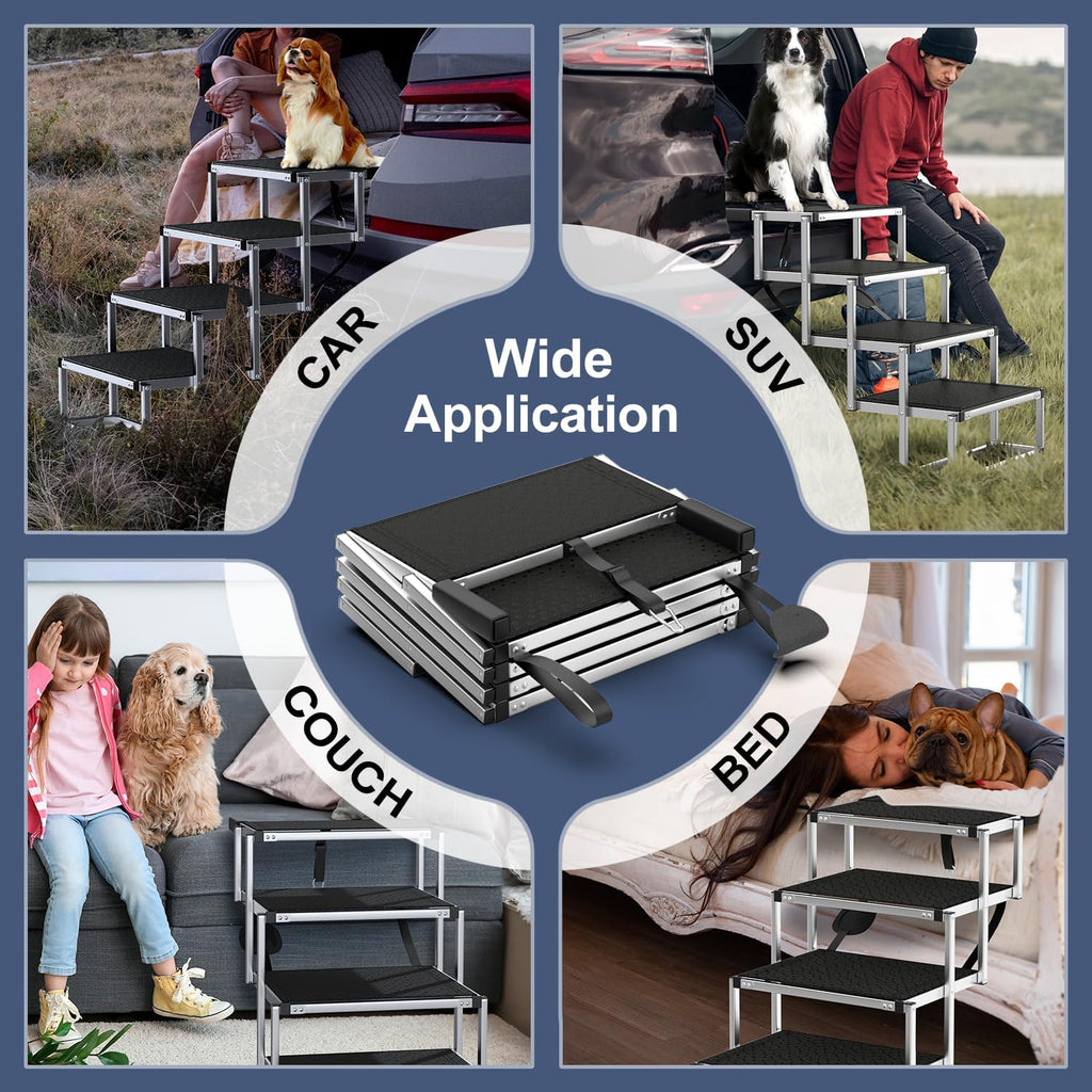 Extra Wide 20" Dog Stairs for Large Dogs, Dog Ramp for Car 4 Steps