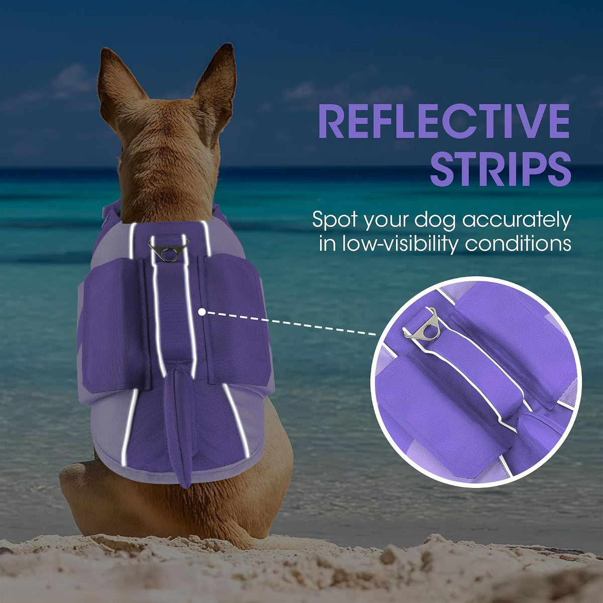 Dogcheer Shark Dog Life Jacket, High Buoyancy Dog Life Vest with Removable Foam Panels, Rescue Handle & Reflective Stripes, Dog Swimming Vest for Swim-Loving, Beginner, Senior & Weak Dogs, Purple XS