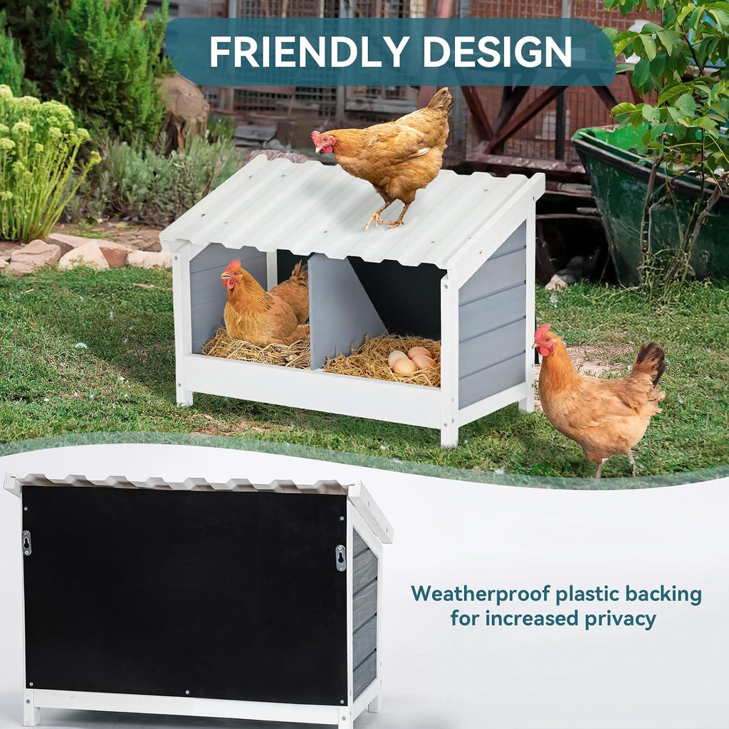 PETSFIT 2 Holes Chicken Nesting Box, PVC Waterproof Roof, Privacy Cover