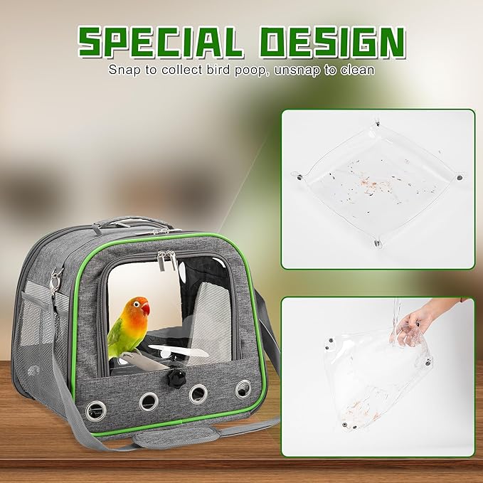 Suertree Upgraded Small Bird Carrier, Lightweight and Portable Travel Bird Cage - Image 3