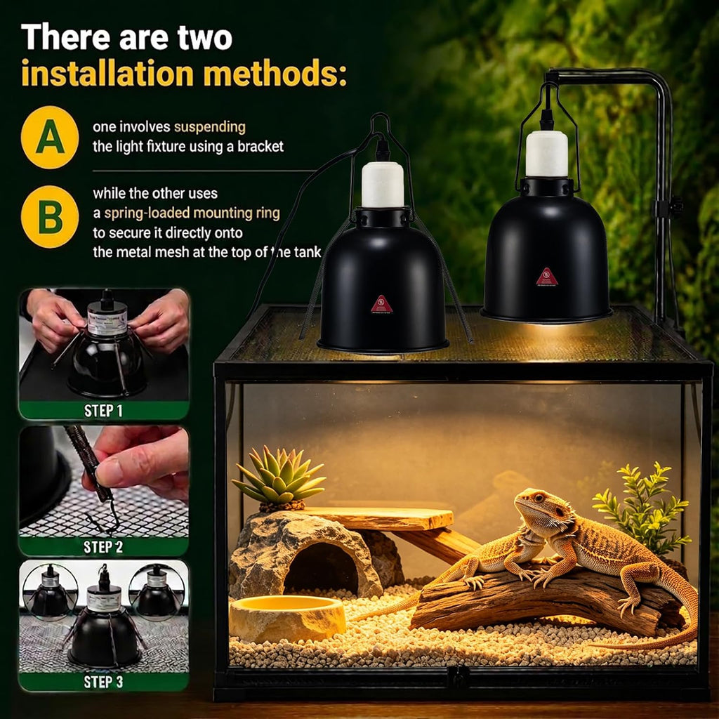 5.5" Ceramic Socket (E26/G9) Deep-Dome Reptile Heat & UV Basking Lamp Kit