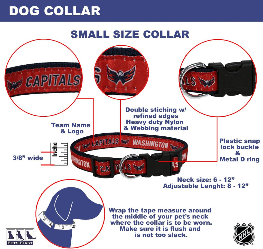 NHL Washington Capitals Collar for Dogs & Cats, Small. - Adjustable, Cute & Stylish! The Ultimate Hockey Fan Collar!