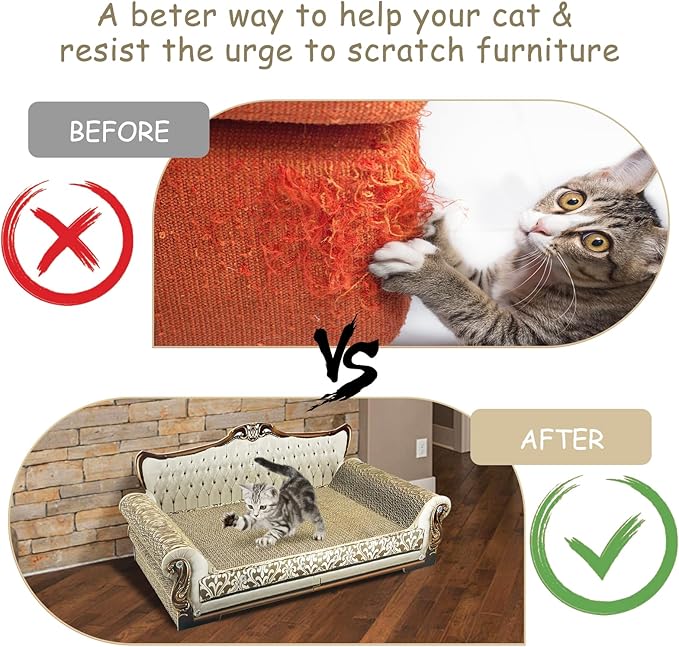 Luxury Cardboard Cat Scratcher Sofa Bed, Couch Shaped Scratching Board - Image 5