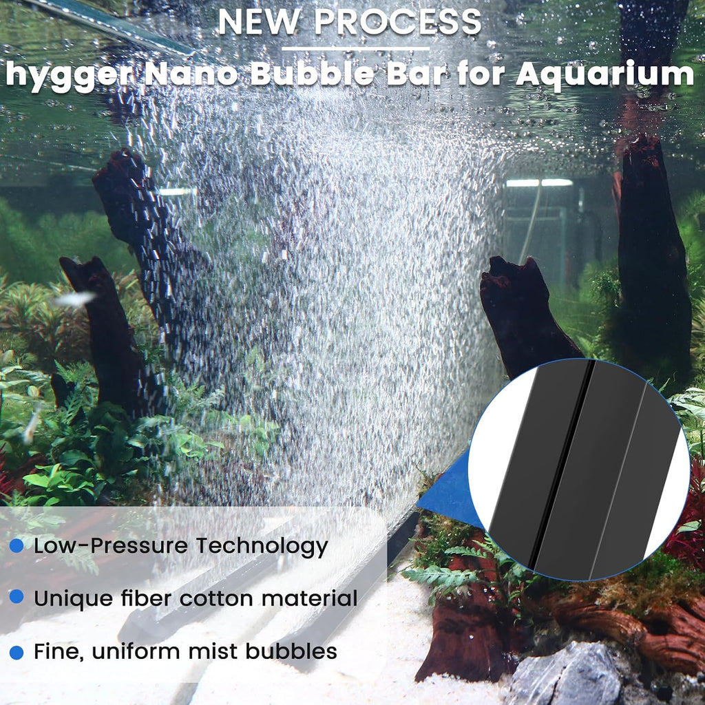 hygger Weighted Nano Mist Bubble Wall Bar, 15.7" Self-Sinking ABS Air Stone Strip with Gentle Oxygen Diffuser for Freshwater & Marine Aquarium, Hydroponics