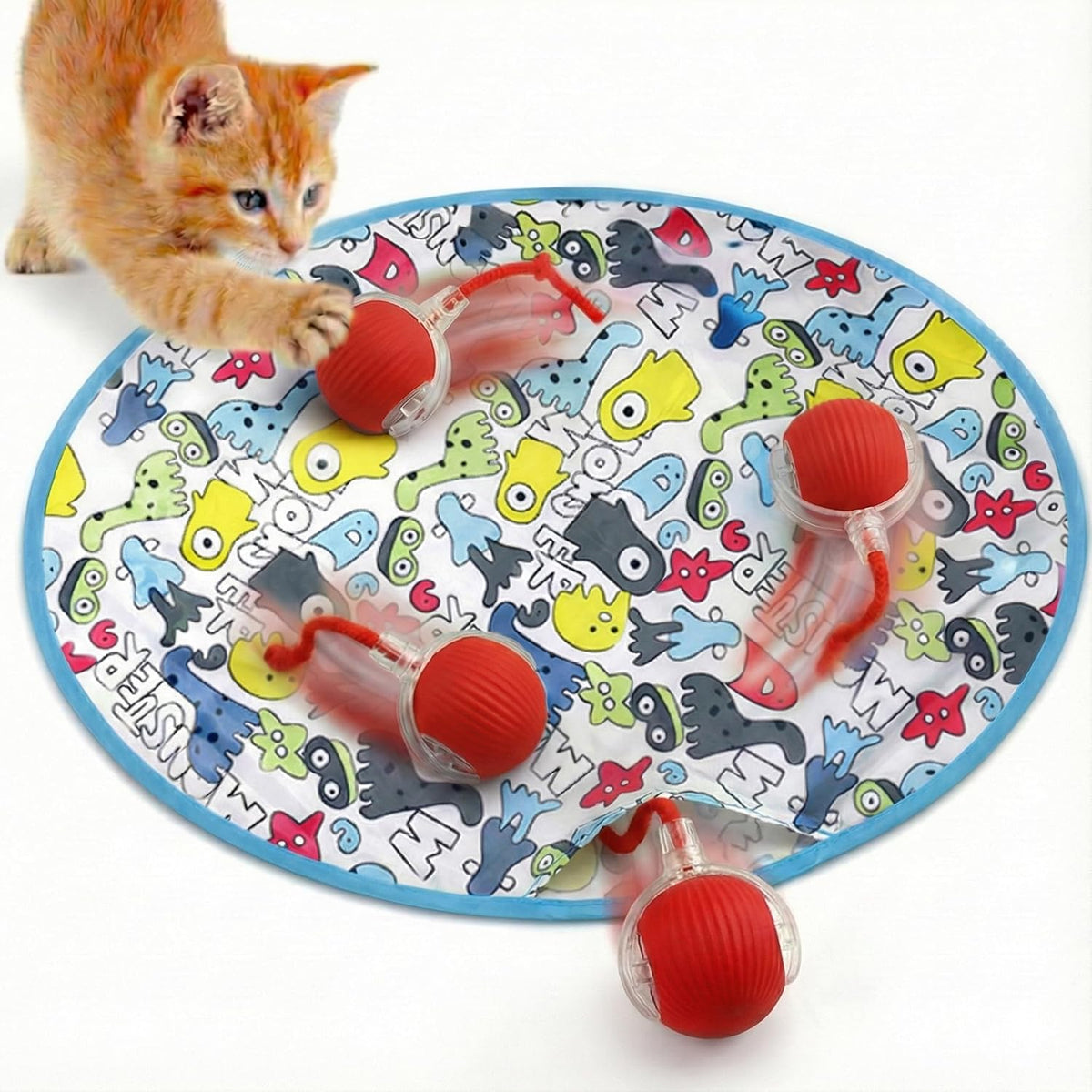 Interactive Mouse-Catching Cat Toy with Motion Sensor | Rechargeable Ball with Beep & LED Lights | Engaging Game for Indoor Cats, Reduces Boredom & Encourages Play (Green Single Layer)