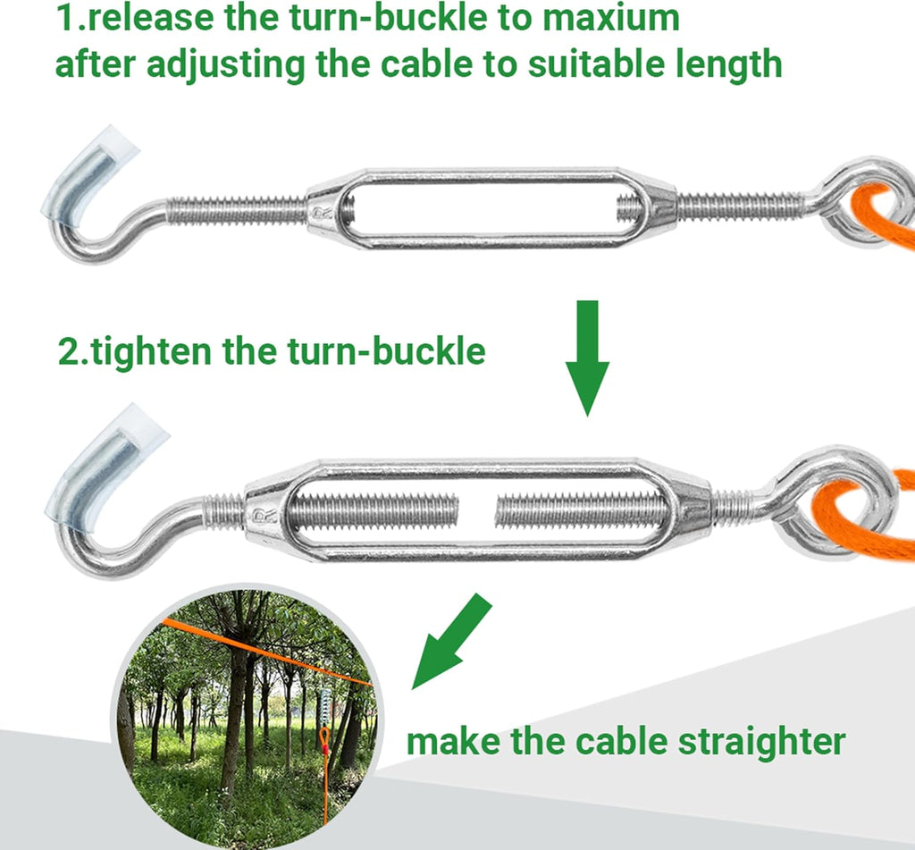 100ft Dog Runner Cable & 10ft Chew Proof Lead with Buffer for Yard