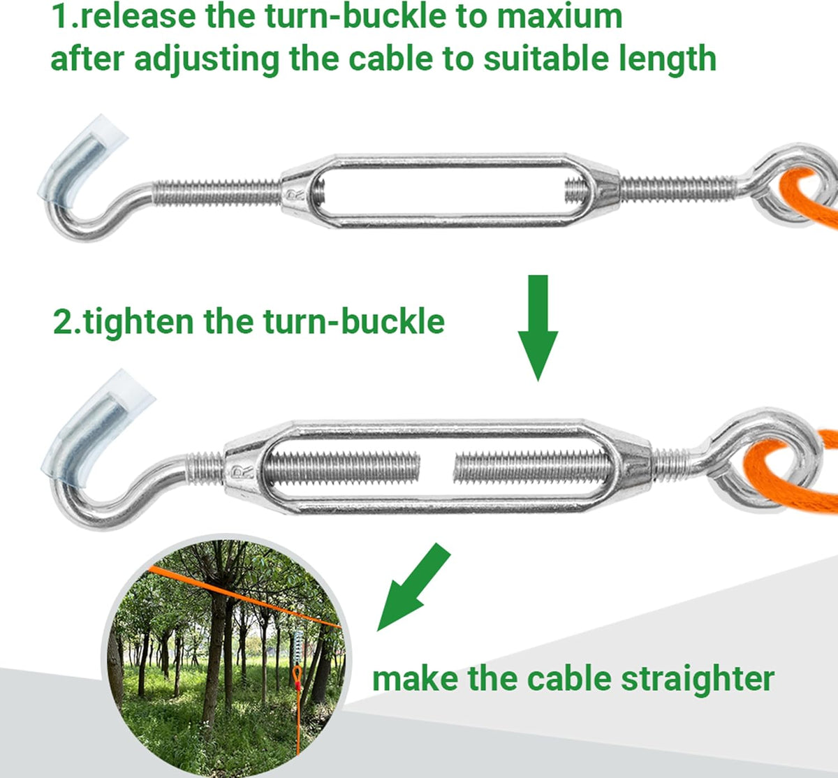 100ft Dog Runner Cable & 10ft Chew Proof Lead with Buffer for Yard