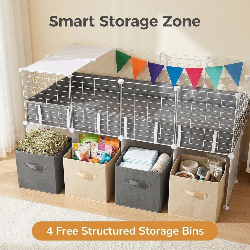 2 Story C&C Cage for Guinea Pigs with Storage,Pee Pad & Liner (56x27x27in)