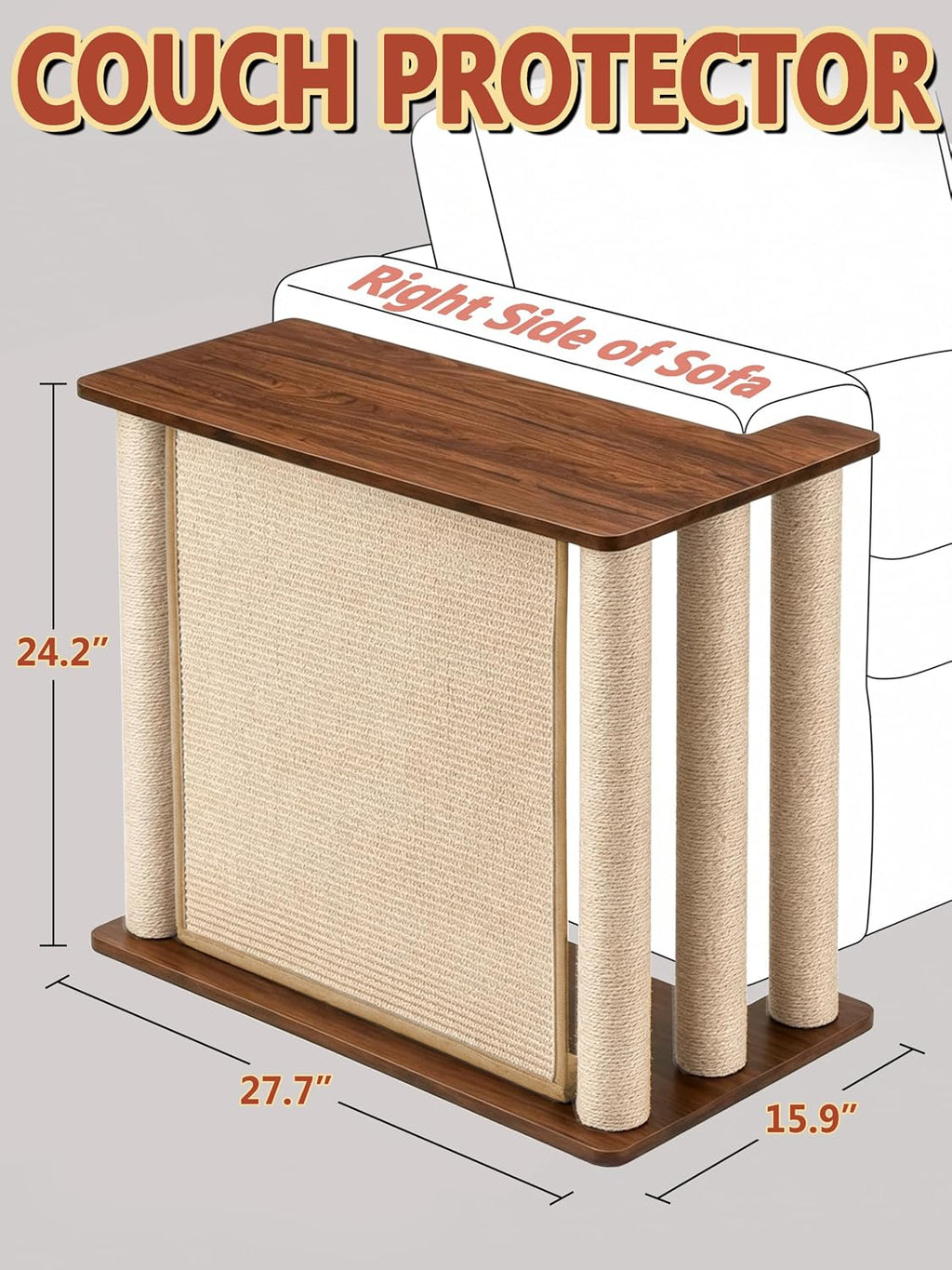 Cat Scratcher Side Table for Couch, Couch Protector