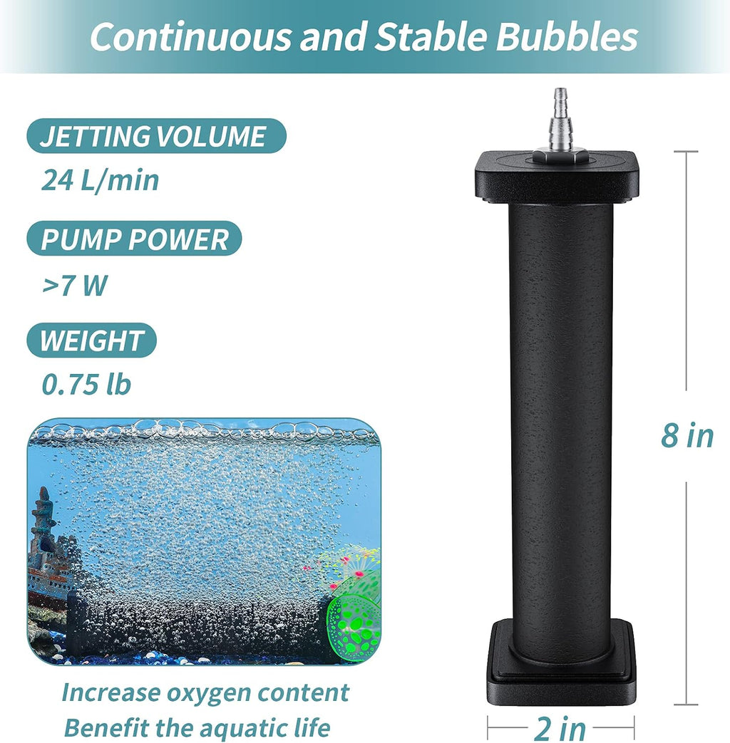 Pawfly Aquarium 8 Inch Air Stone Cylinder for Larger Pump Bubble Diffuser for Outdoor Pond Garden Circulation System and Large Fish Tanks