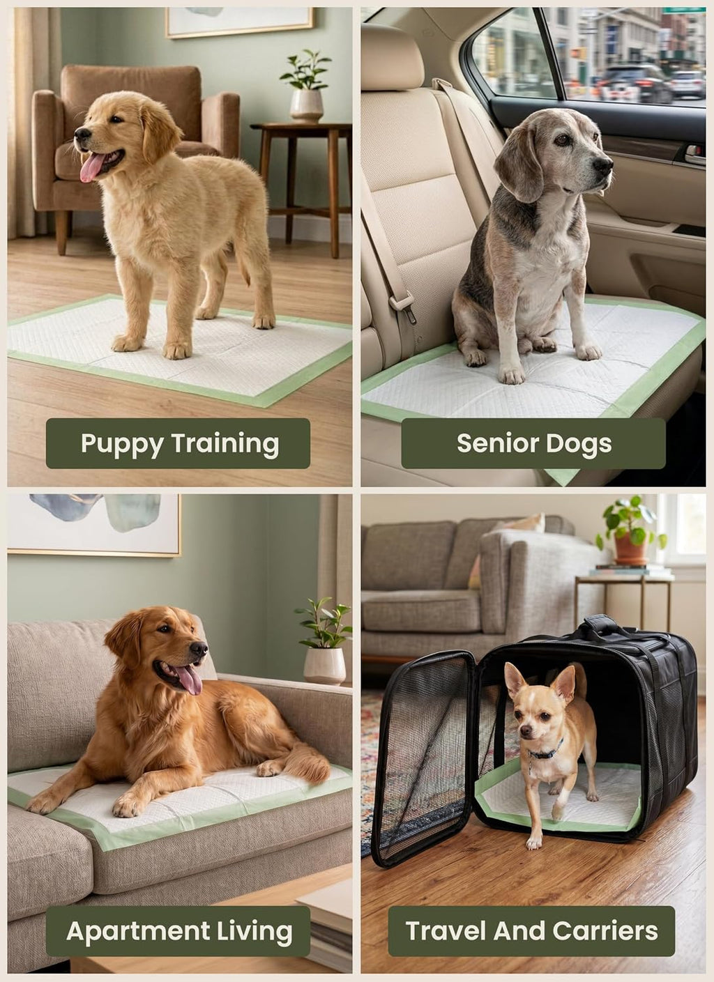 Pogi's Dog Pee Pads with Adhesive Tabs, Large 24 x 24 in, 20 Pads