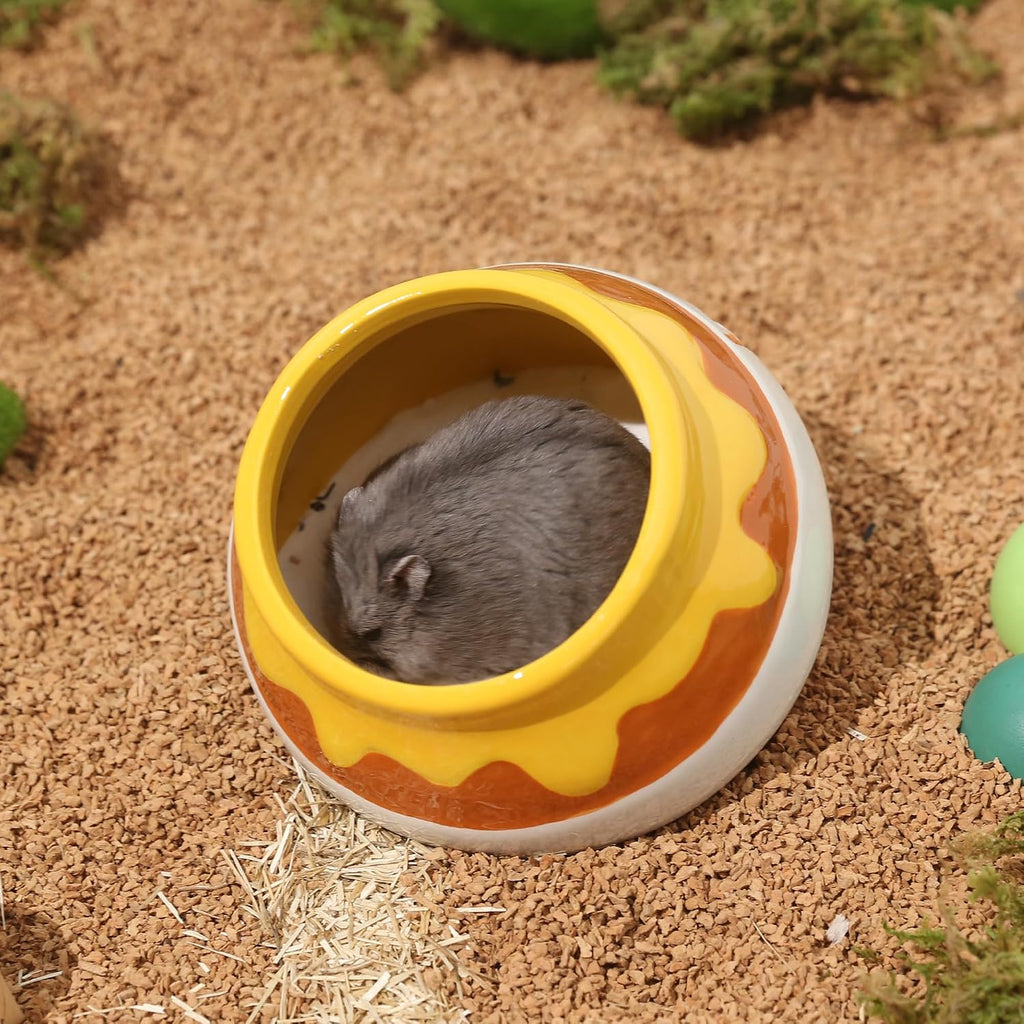 Honey‑Pot Ceramic Hamster Hideout, Chew‑Proof Small Pet Habitat Decor