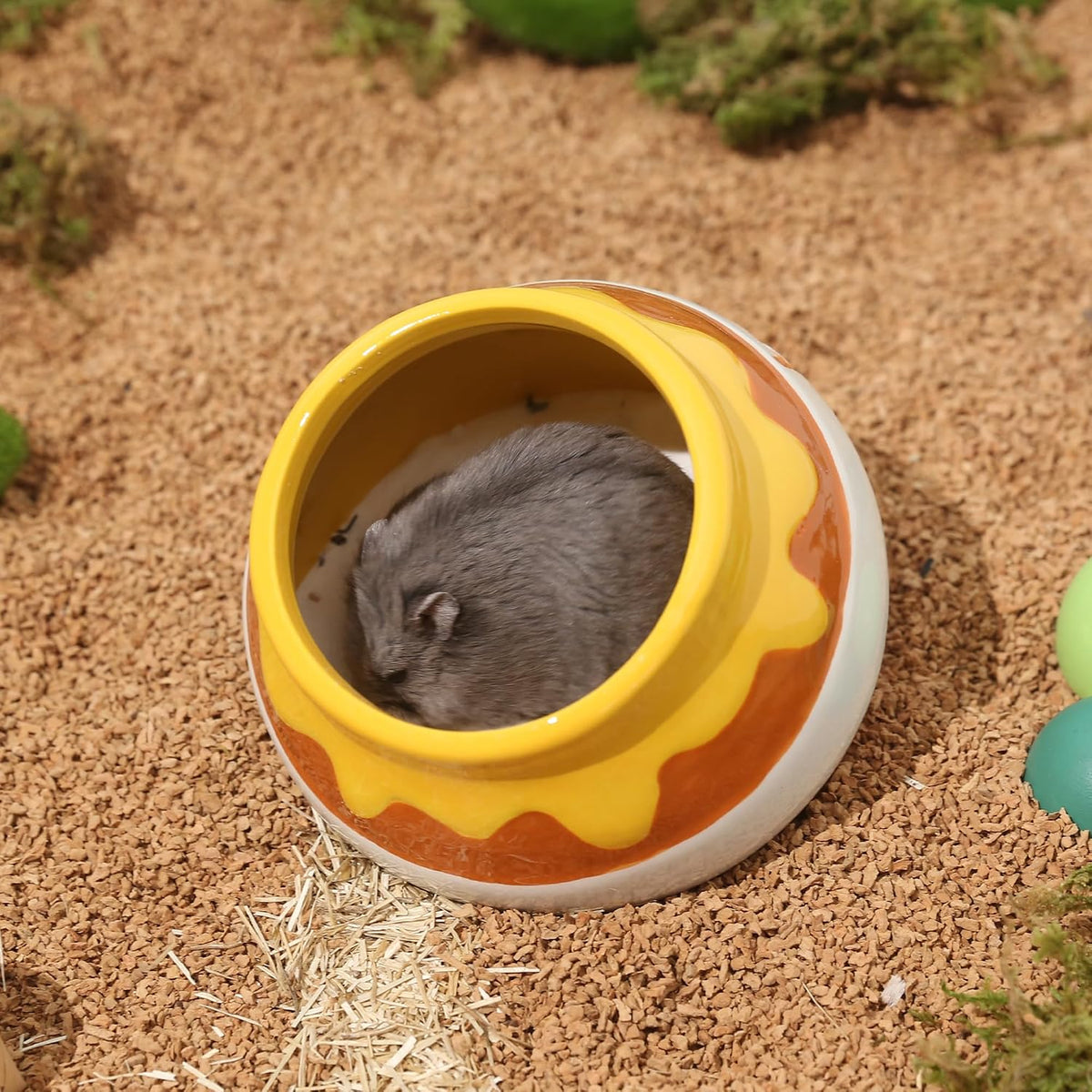 Honey‑Pot Ceramic Hamster Hideout, Chew‑Proof Small Pet Habitat Decor