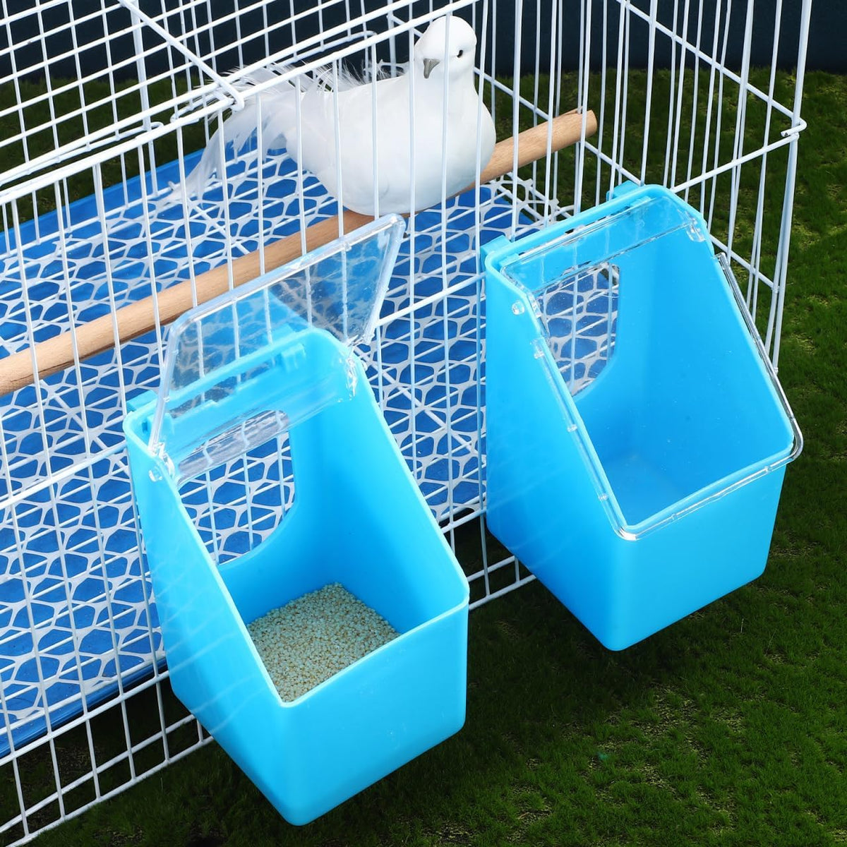4 pcs Pigeon Feeder Hanging Bird Feeder for Cage Quail Box Easy Install Food Dispenser for Holding Feed Design 5.51 X 3.54 X 3.14 in