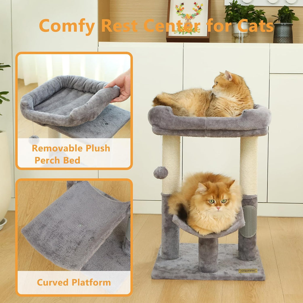UWELLPETS 24" Tall Small Cat Tree Tower for Indoor Cats, Grey