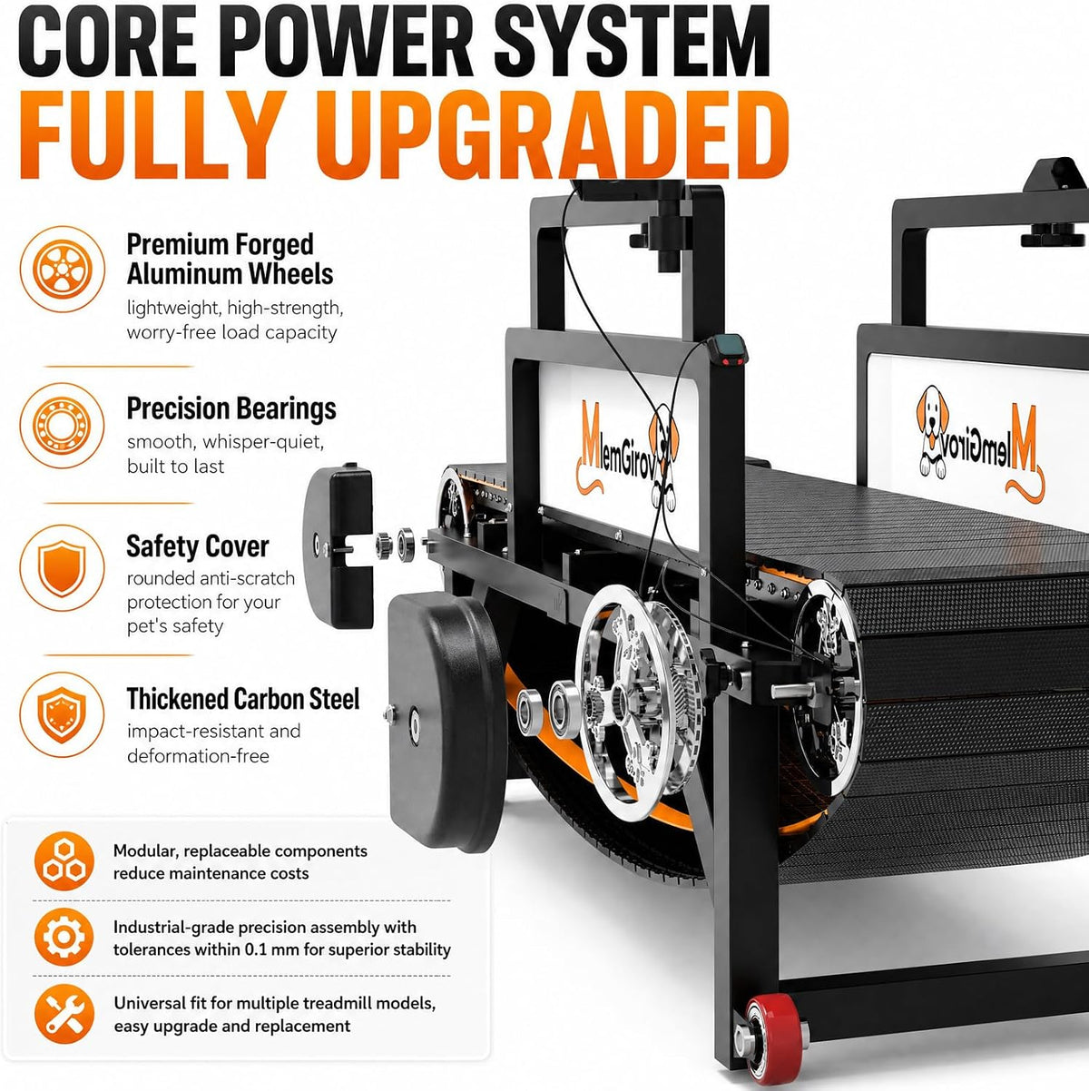 Dog Treadmill with Pin-Hinged Track & 3-Layer Shock Absorption