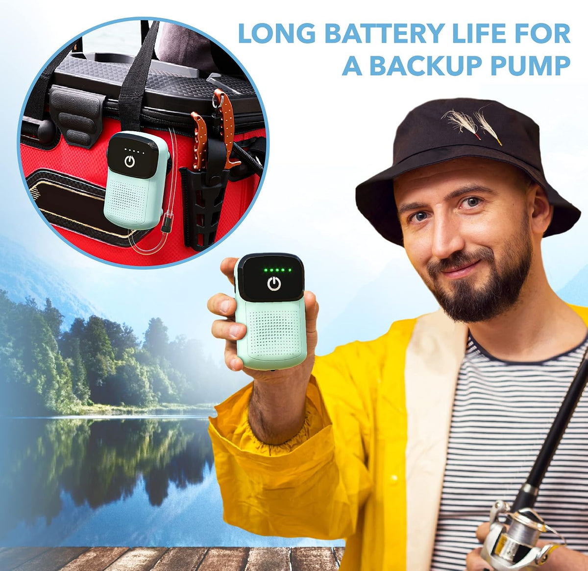 Skywin Portable Aerator for Fish,USB Rechargeable Live Bait Aerator 18–32H Battery, Keeps Bait Alive Anywhere, Quiet Aquarium Water Pump for Buckets, Coolers, Aquariums, Salt & Freshwater