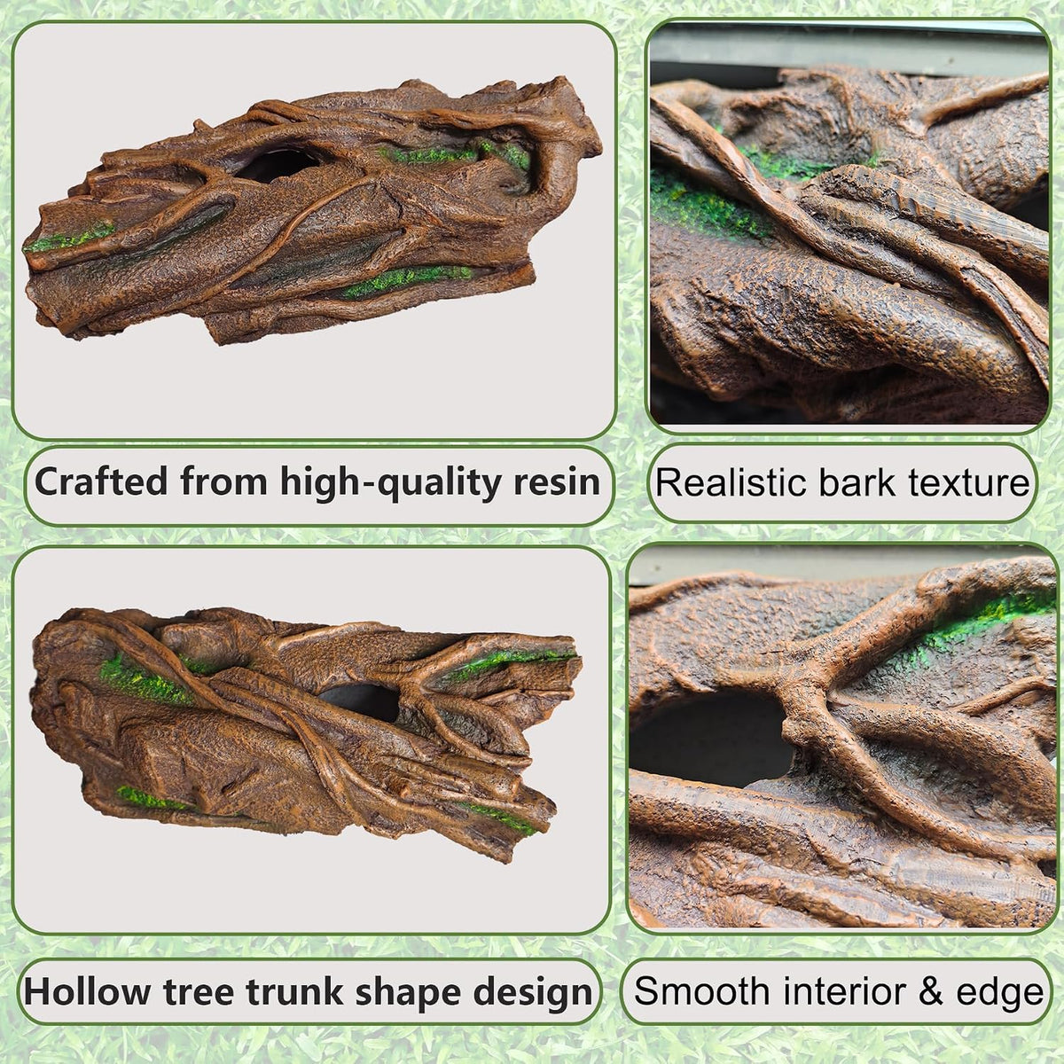 14in Reptile Hideout, Natural Terrarium Decor for Bearded Dragon, Leopard Gecko, Ball Python, Axolotl, Large Multi-Use Tank Accessories, Basking Platform & Stress-Relief Hide for Reptiles & Amphibians
