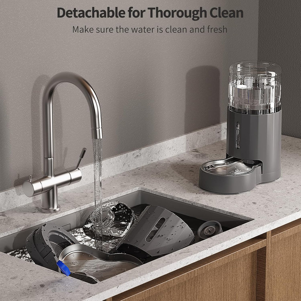 JUNSPOW Cat Water Dispenser and Stainless Steel Bowl