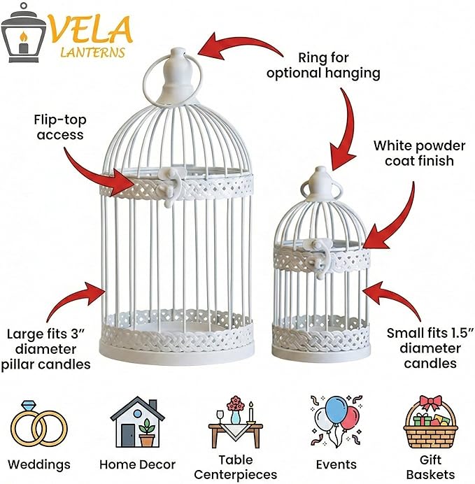 Vela Lanterns Bird Cage Decor Candle Holder Lantern Decorative Wedding Table - Image 6