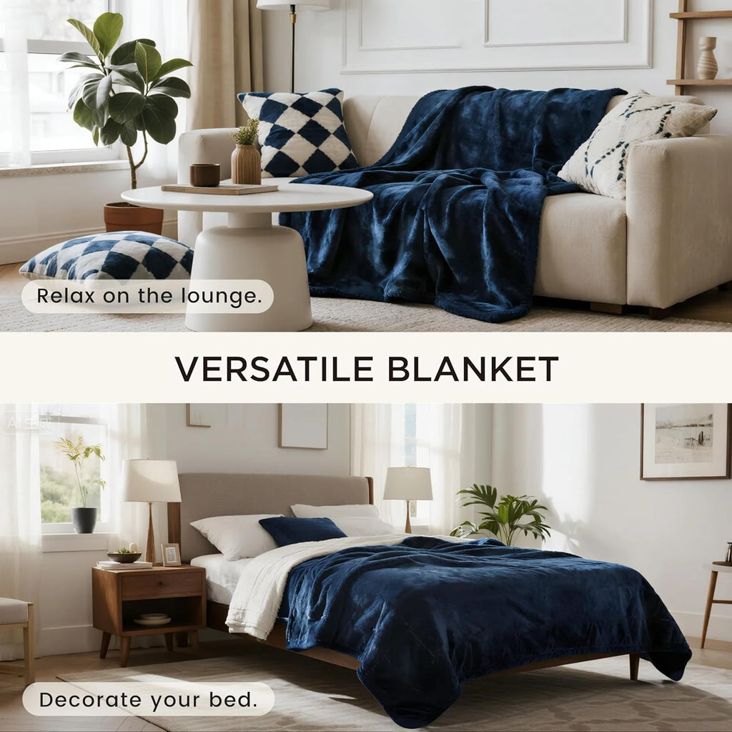 gogobunny Waterproof Blanket for Bed Couch, Sherpa Fleece Throw, 50x60