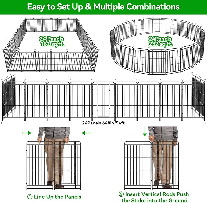 Heavy Duty Dog Playpen: 24 Steel Panels 47" Height, Square Steel Pipe - Image 8