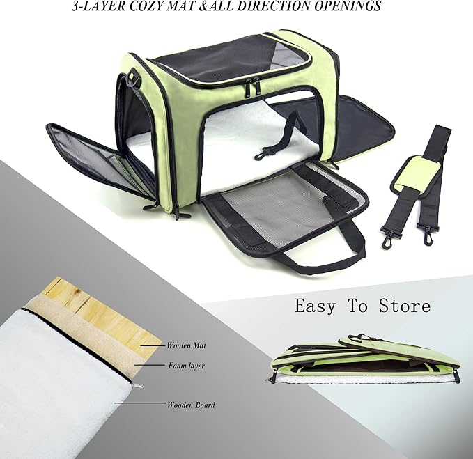 Soft Sided Carrier for Small Medium Cats Dogs, Removable Pad Collapsible Travel - Image 2