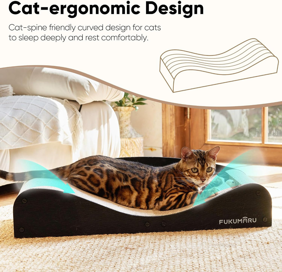FUKUMARU Cardboard Cat Scratcher Bed, Extra Large 29.1 Inch Cat Scratch Pad