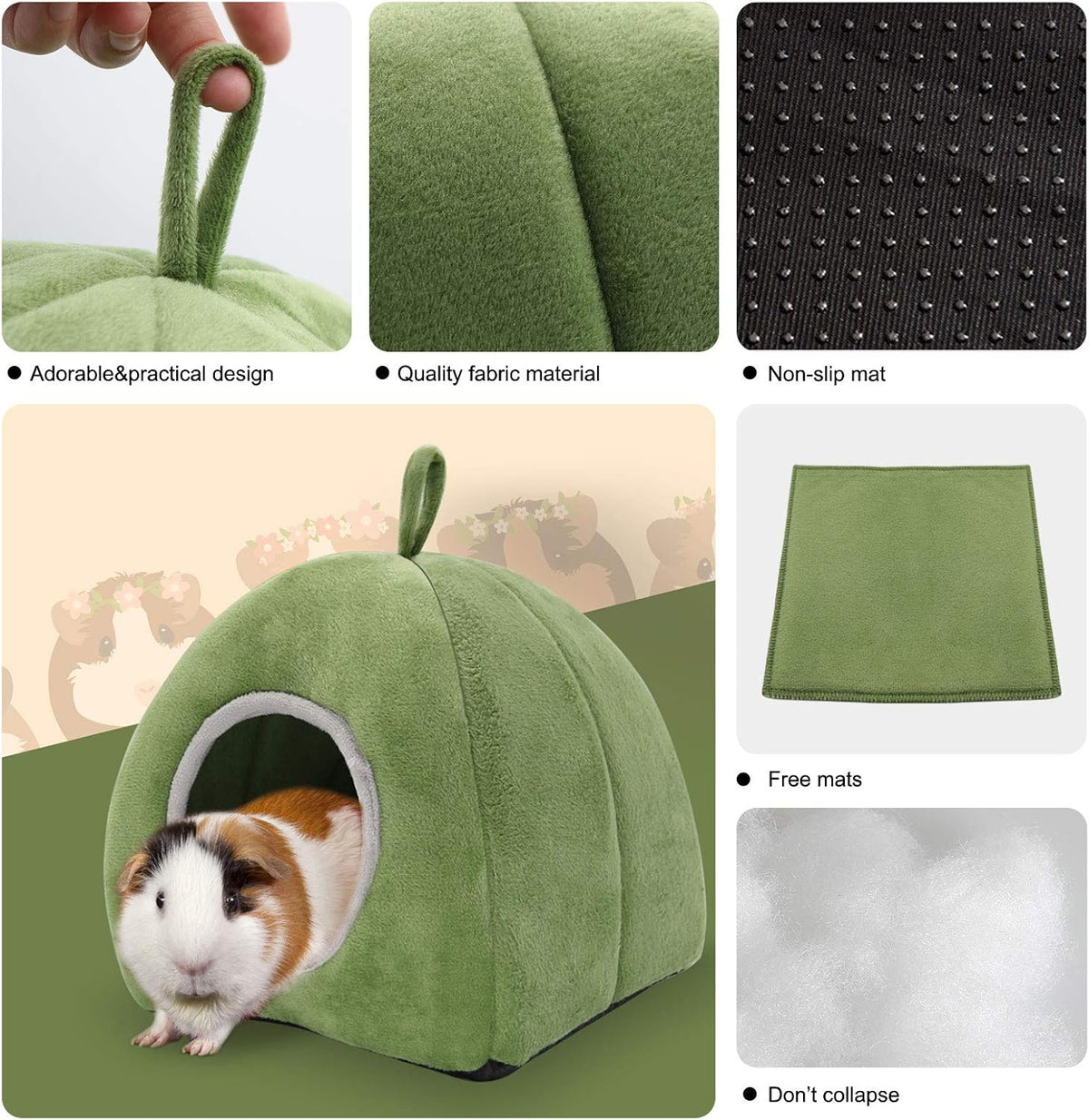 YUEPET Warm Guinea Pig Hideout,2 Pack Guinea Pig Bed Cave