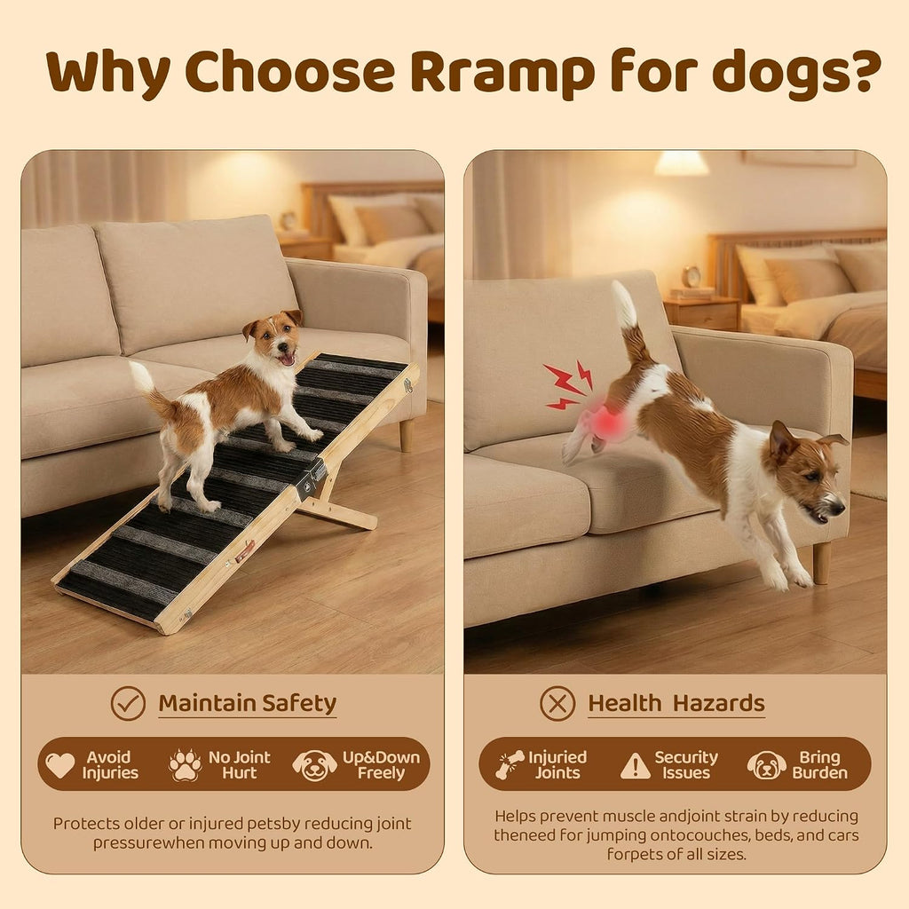 MTERSN Foldable Dog Ramp for Bed, Couch, SUV, Support Up to 200lbs, Gray