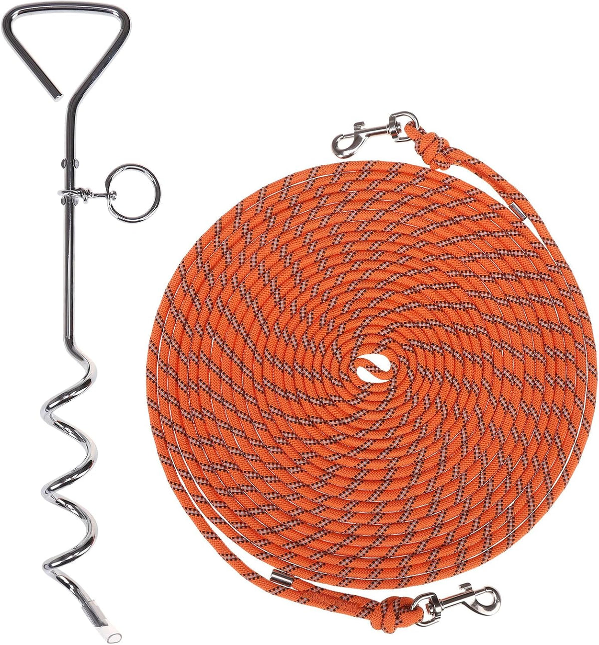PUPTECK Reflective Long Cat Leash Pet Tie Out Spiral Stake, 30FT for Yard