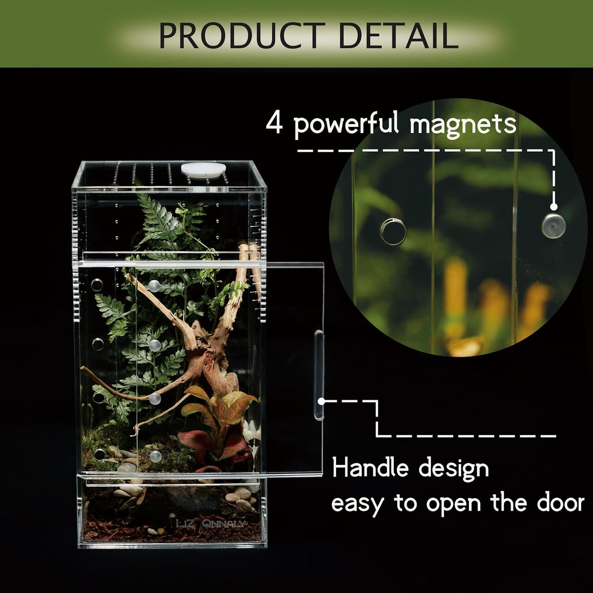 Acrylic Terrarium for Reptiles & Spiders – Small/Medium/Large Leak-Proof Enclosure (Horizontal/Vertical) | Ideal for Tarantulas, Jumping Spiders, Frogs & Geckos(Small, Vertical)