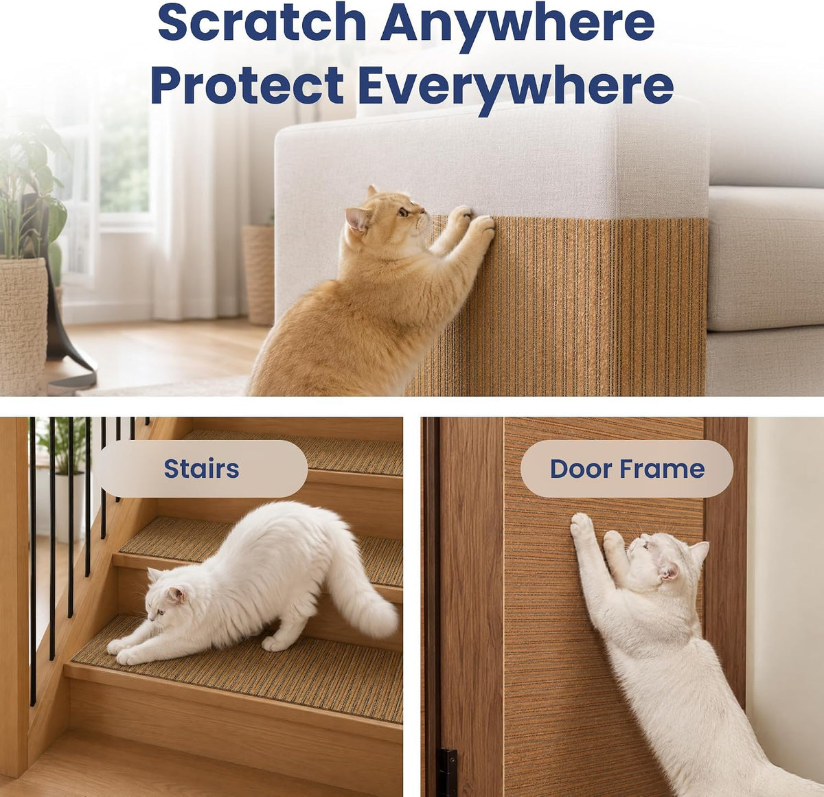 PawsPik Flexible Cork Cat Scratch Mat, Brown