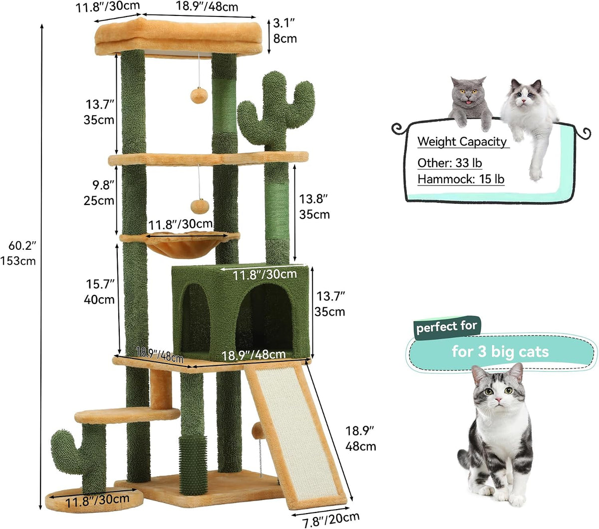 YITAHOME Tall Cactus Cat Tree Tower