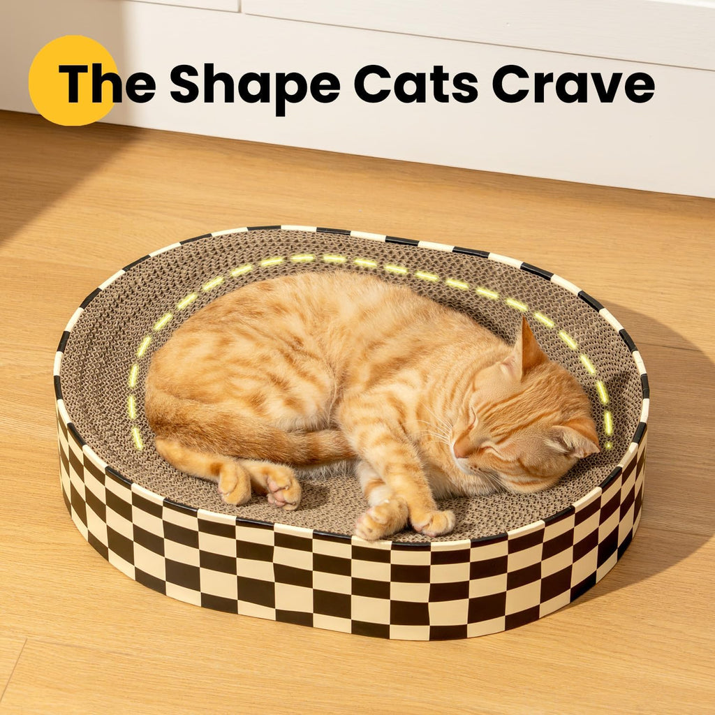 Conlun Oval Cat Scratcher Bed | Scratching Bowl Lounge for Kittens | Medium