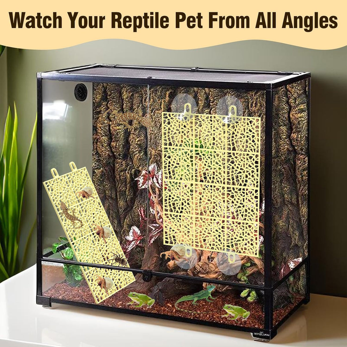 Hermit Crab Climbing Wall Set – 2 Pack Mesh Ladder Climbing Toy for Hermit Crabs, Gecko, Spider and Reptile Pets Tank Accessories Enrichment Habitat Decor for Climbing, Exercise and Exploration