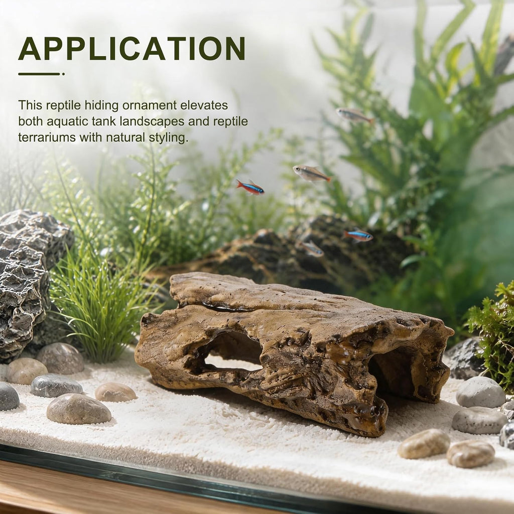 M METERXITY 1-Pack Reptile Hide Basking Platform, Cement, Small, Brown