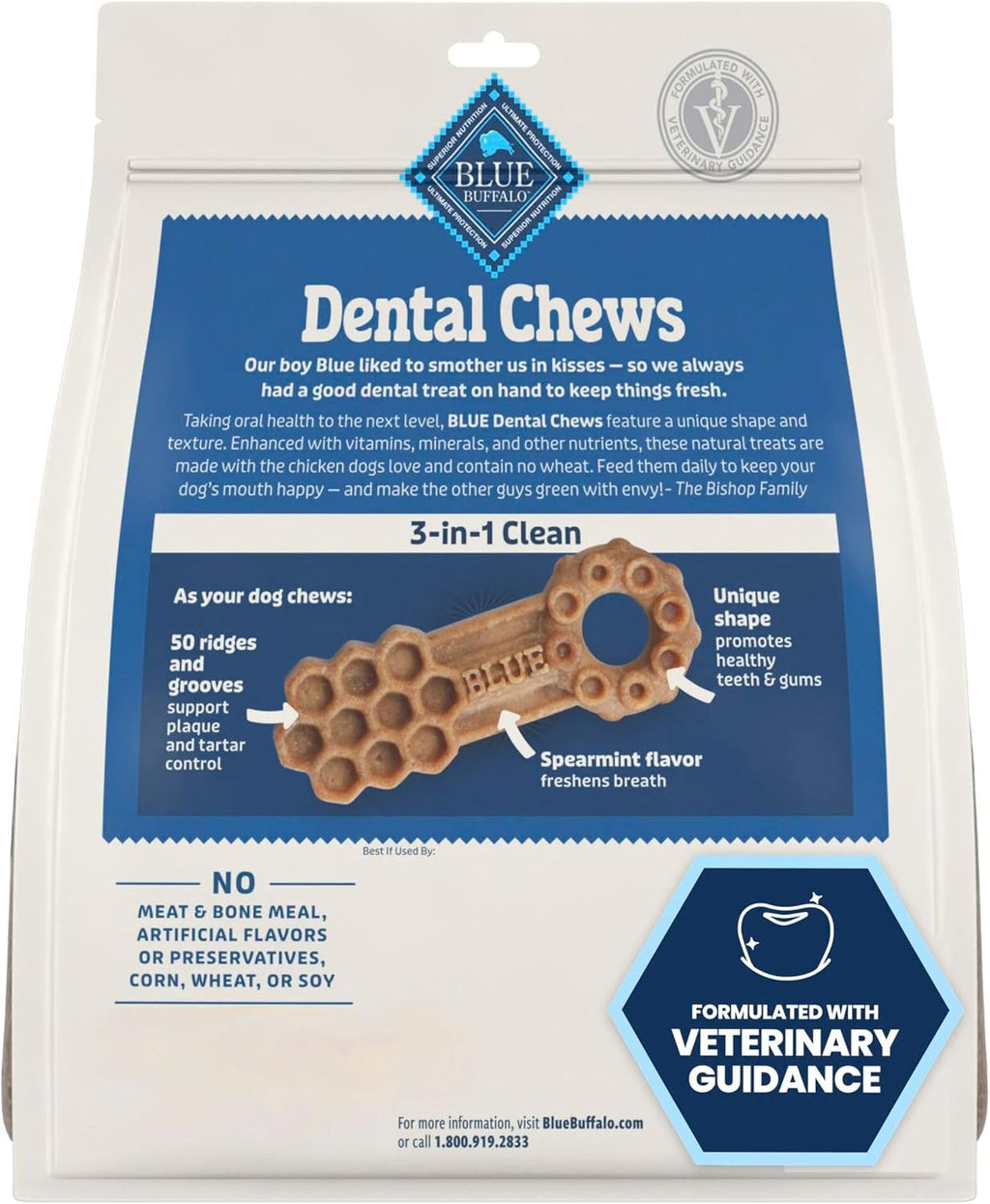 Blue Buffalo Chicken & Spearmint Small Dental Chews, 22.6 oz, 56 ct