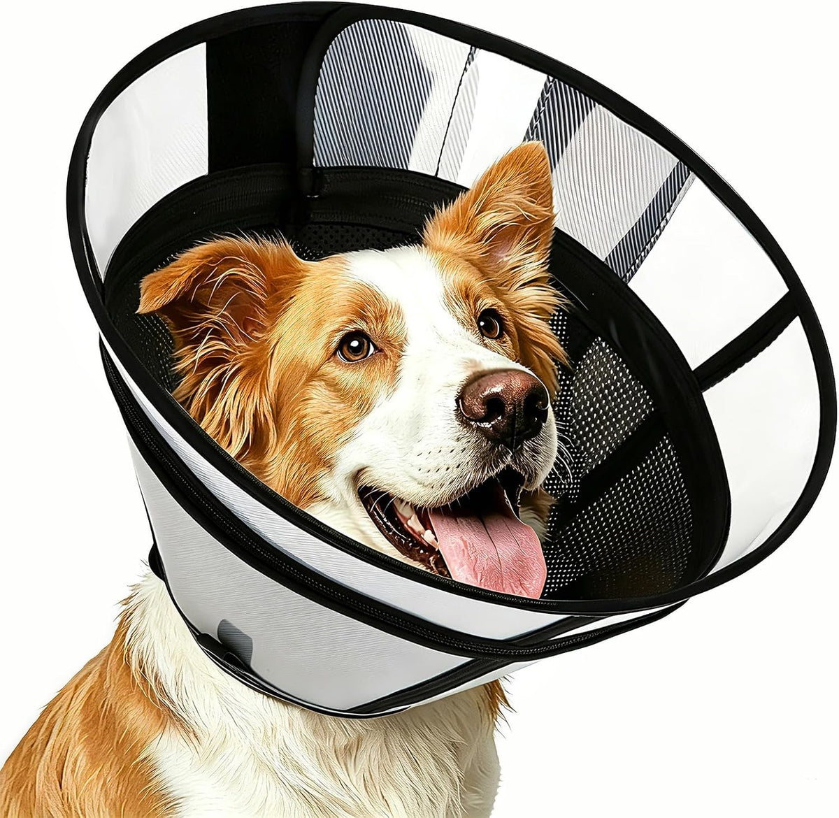 Soft Transparent Dog Cone Collar, Depth Adjustable Recovery Cone