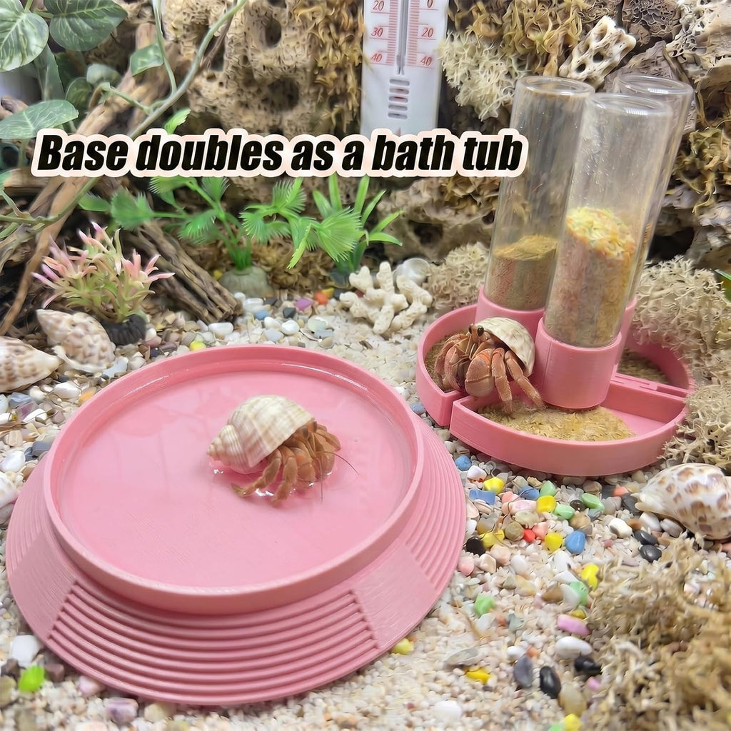4-in-1 Hermit Crab Feeding Station - Integrated Nutrition and Hydration Center，3D-Printed Tank Accessories Made from Safe Materials, Suitable for Hermit Crabs and Small Reptiles.