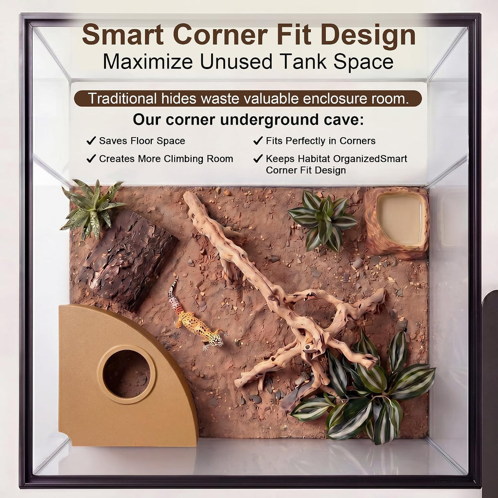Reptile Corner Underground Cave Viewing Hide-Leopard Gecko Tank Accessories