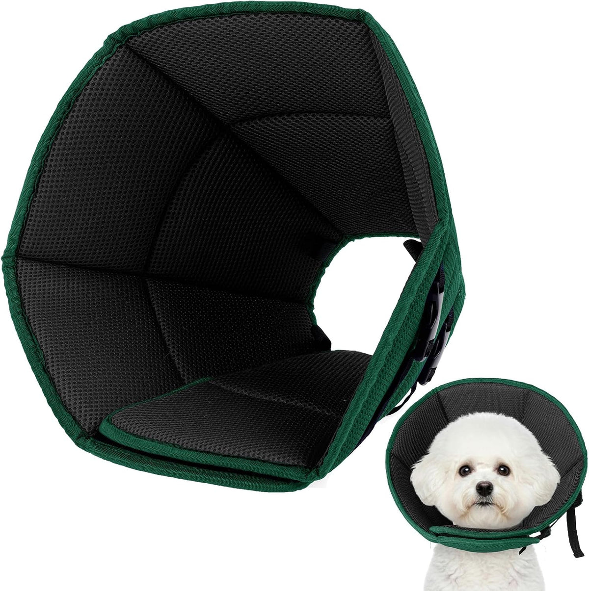 Allroaring Small Dog Cone, Soft Recovery Collar to Stop Licking,Green S