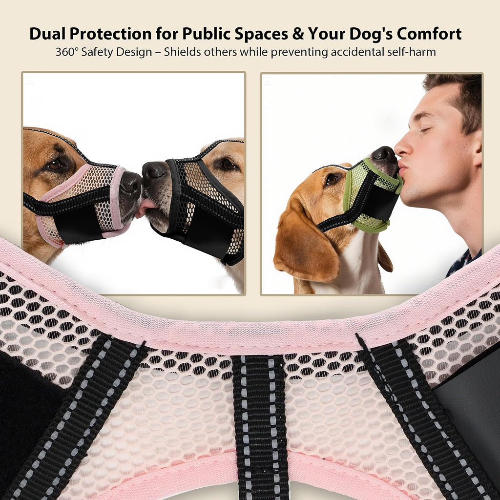 Dog Muzzle with Air Mesh Reflective Straps Allows Panting Drinking