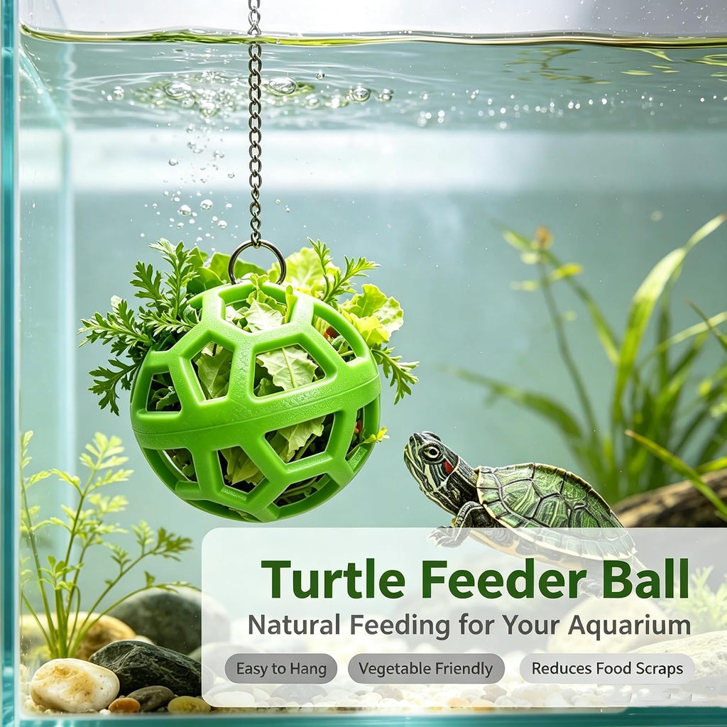 8 PCS Turtle Tank Accessories Set Turtle Brush with Suction Cup, Handle Scrub Brush, Feeder Ball,Floating Lotus Leaves,Feeding Ring