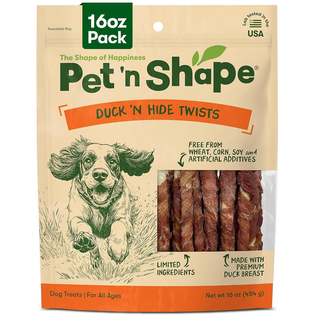 Pet 'n Shape Duck 'n Hide Twists, Duck Wrapped Rawhide Dog Treats, 16 oz