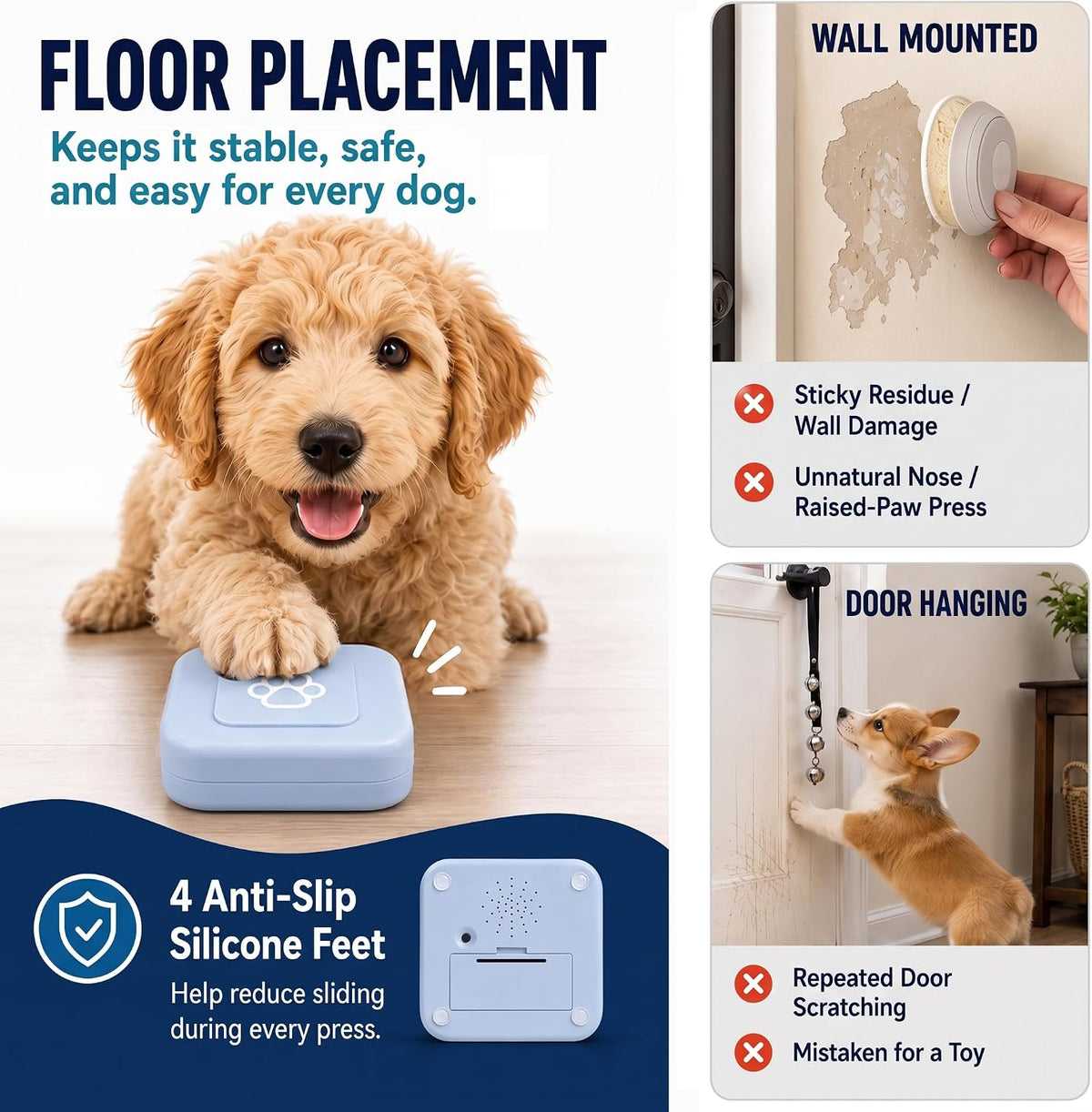 Dog Bells to Go Outside, Potty Training Bells for Dogs Puppy, Large Button