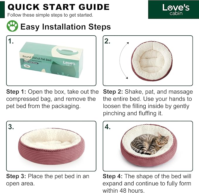 Love's cabin Round Donut Cat and Dog Cushion Bed, 20in Pet Bed - Image 8