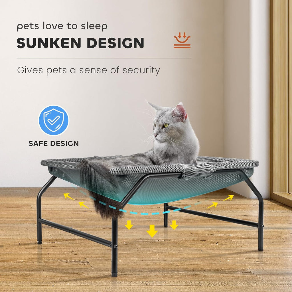 JUNSPOW Large Cat Hammock Bed - Free-Standing (Gray)