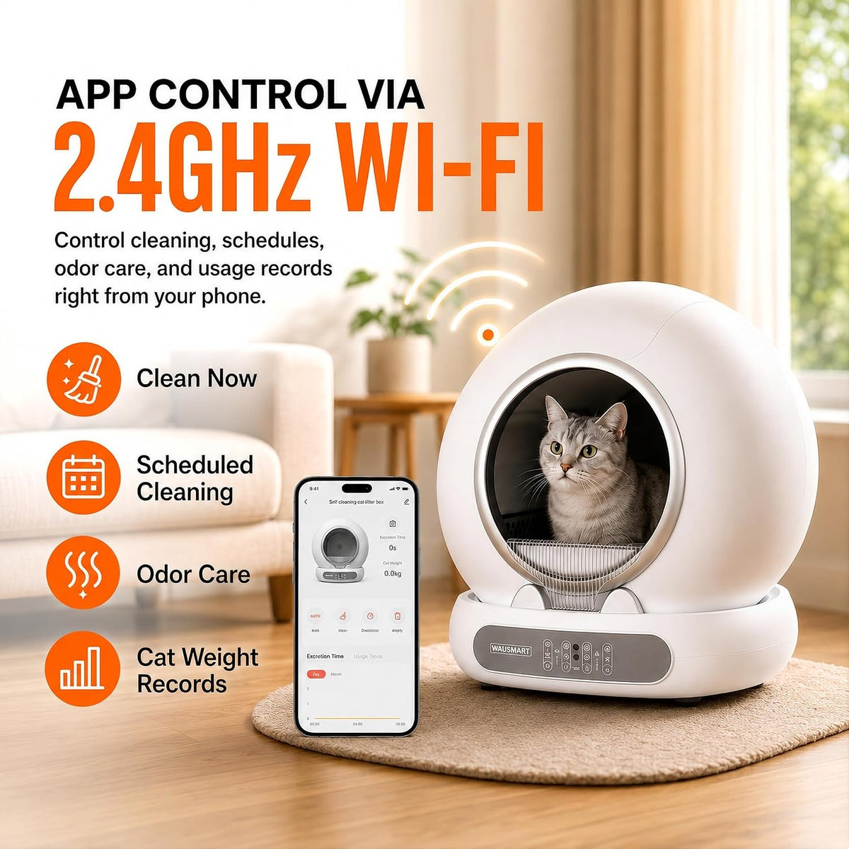 Automatic Self Cleaning Litter Box for Multiple Cats Odor Control